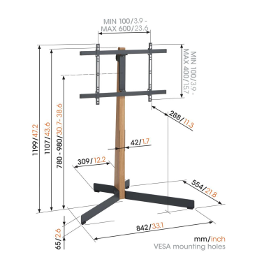 TVS 3695 Support Pied TV (noir)
