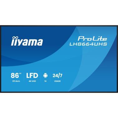 Moniteur professionnel pour l affichage dynamique 86" IIYAMA PROLITE LH8664UHS-B3AG