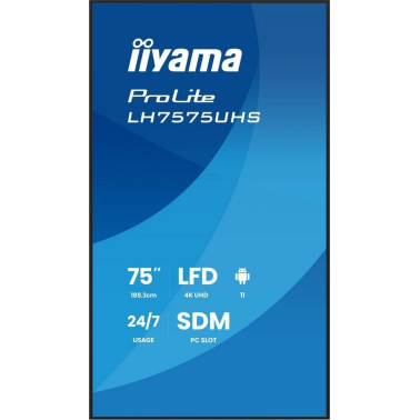 Moniteur professionnel pour l affichage dynamique 75" IIYAMA PROLITE LH7575UHS-B2AG