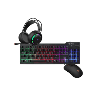 Pack gaming filaire 4-en-1 Rapoo V125S - Clavier, souris, casque et tapis
