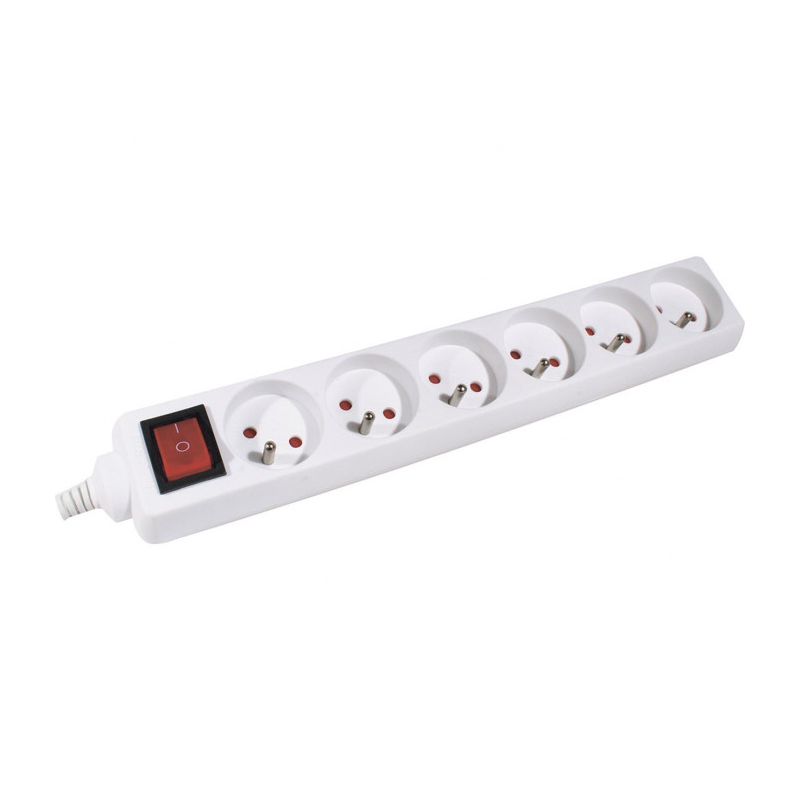 DEXLAN Multiprise 6 prises avec interrupteur blanche - 1,5 m