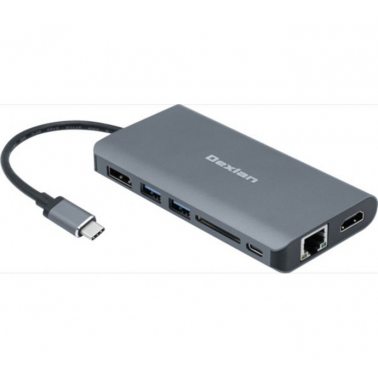 DEXLAN Dock USB Type-C HDMI+DP 4K-LAN-HUB+SD2.0+Charg.PD3.0